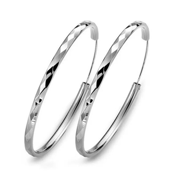 925 Silver Plated Hoop Earrings - Picture 1 of 11
